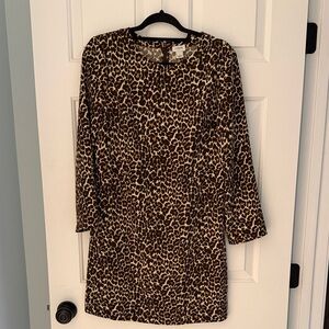 J. Crew Long Sleeve Leopard Shift Dress